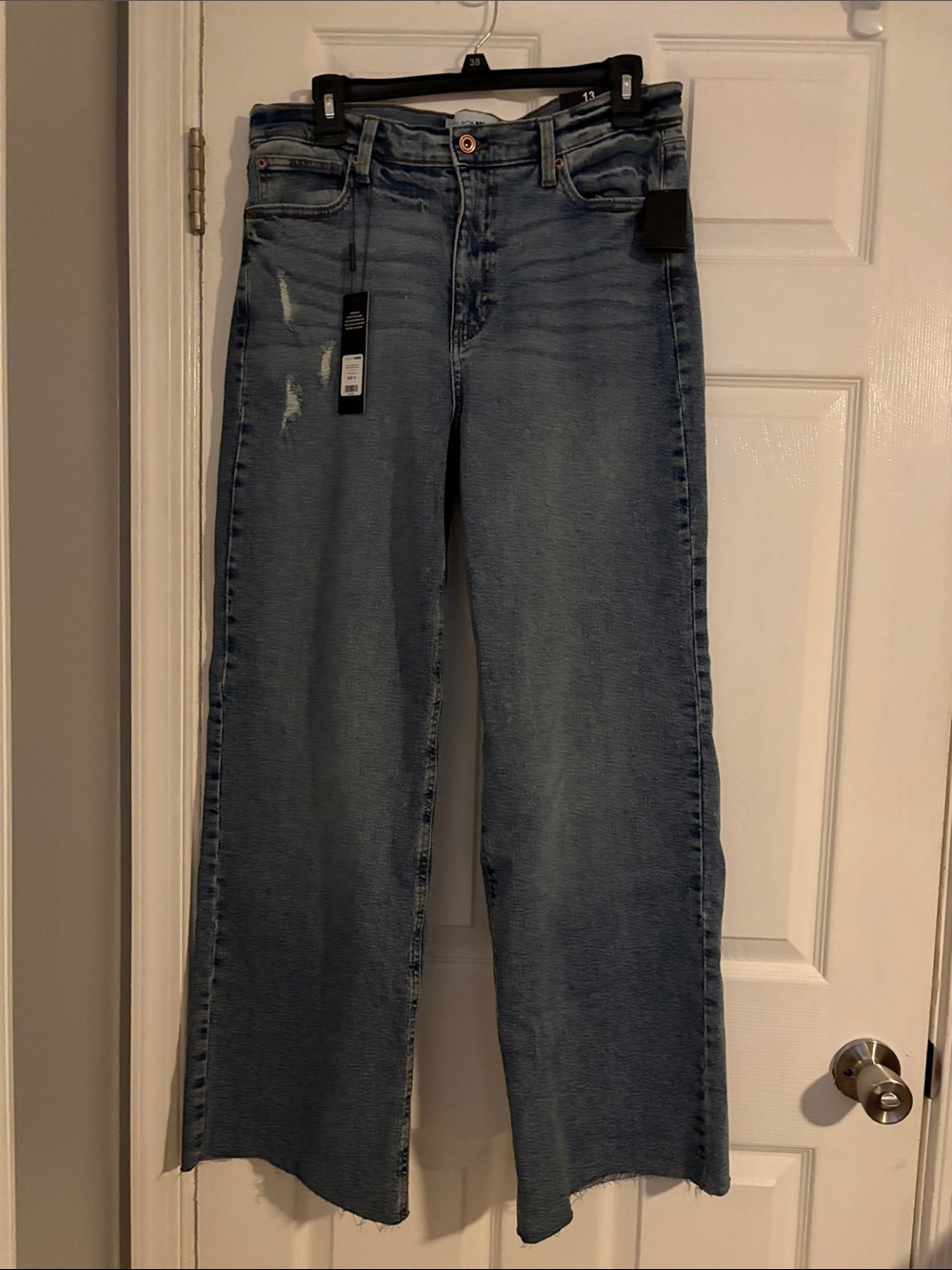 Fashion Nova Light Blue Wide-Leg Distressed Jeans - Picture 1 of 5